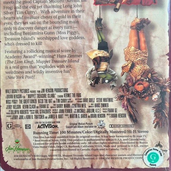 VINTAGE VHS movie MUPPET Treasure Island 90’s Jim Henson & Disney Pictures 📼 - Picture 7 of 17
